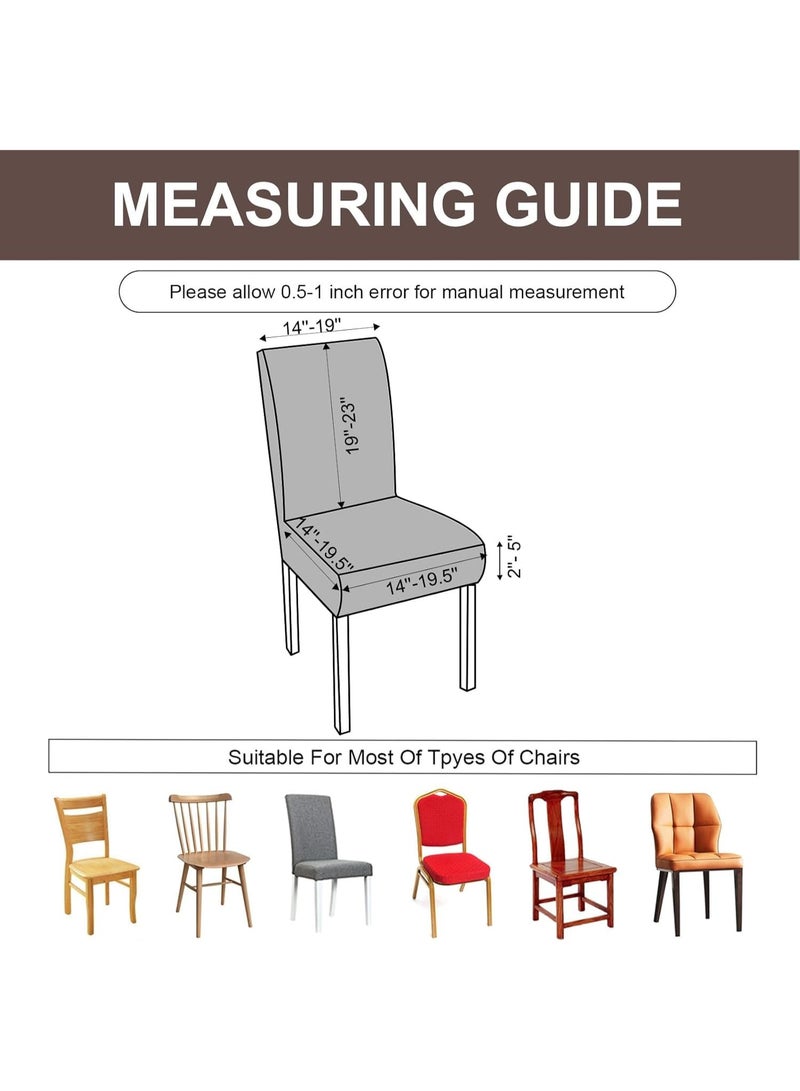 6 PCS Waterproof Chair Covers for Dining Room, Stretch Jacquard Dining Chair Slipcovers, Removable Washable Chair Protector for Kitchen, Hotel, Restaurant - Image 3